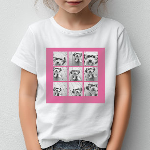 9 Foto Collage - Modern Raster op Roze Achtergrond T-shirt