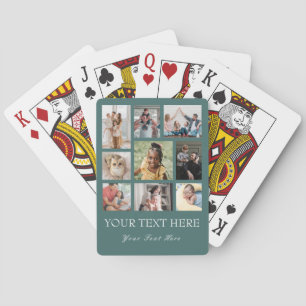 9 Foto Collage of Collage met Script Text green Pokerkaarten
