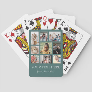 9 Foto Collage of Collage met Script Text green Pokerkaarten