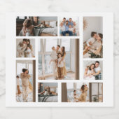 9 Foto Collage Sjabloon personaliseren Sparkling Wijnetiket (Enkel label)