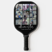 9 Foto collage - zwart - wit trendy script Pickleball Paddle (Voorkant)