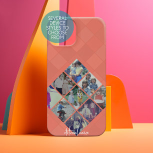 9 Foto Diamond Pattern Collage Coral terra cotta Samsung Galaxy Hoesje