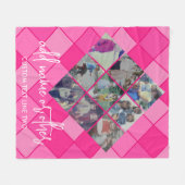 9 Foto Diamond Pattern - Hot Pink Girly Fleece Deken (Voorkant (Horizontaal))