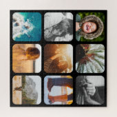 9 Foto Jigzaag Puzzle Sjabloon Black Rond Lijst Legpuzzel (Horizontaal)