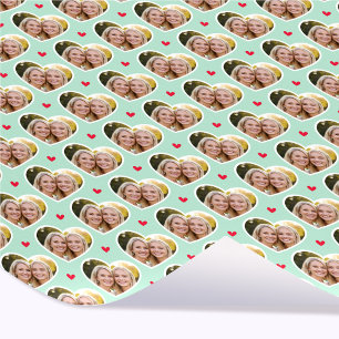 9 Foto Liefde Hart Elegant Mintgroen Patroon Cadeaupapier