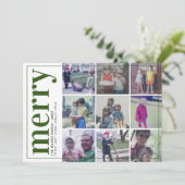 9 Foto offset - Bold Merry - Olive Green - Feestdagenkaart (Staand voorkant)