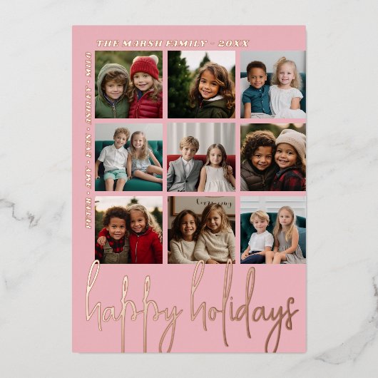 9 Foto offset - Prettige feestdagen script - roos (Voorkant)