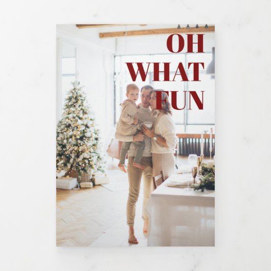 9 Foto Oh Wat Leuk Prettig Kerstmis Persoonlijk Drieluik Wenskaart (Cover)