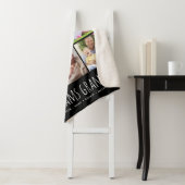 9 Fotocollage met uw kleinkinderen Namen | Zwart Sherpa Deken (In situ)