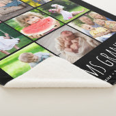 9 Fotocollage met uw kleinkinderen Namen | Zwart Sherpa Deken (3/4)
