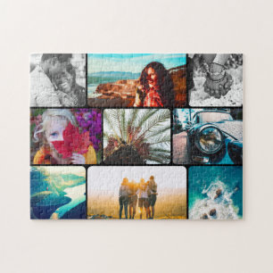 9 Fotocollage Puzzle in zwart Lijst Legpuzzel