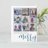 9 Fotooffset - Vet script Merry - Donkerblauw Feestdagenkaart (Staand voorkant)