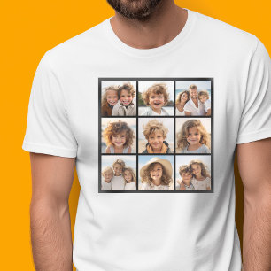 9 foto's - minimaal raster op zwarte achtergrond t-shirt