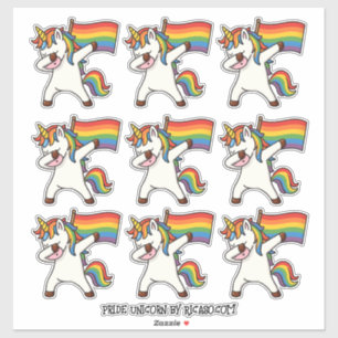 9 Gay Pride Dabbing Eenhoorns met Vlag Sticker