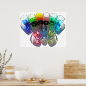 9 gekleurde cocktailbril - Stijl 1 Poster (Keuken)