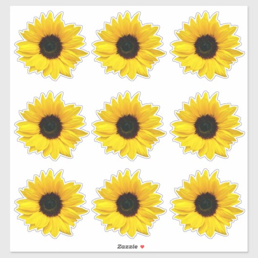 9 Gele Zonnebloem Bloem Kiss-Cut Stickers (Vel)