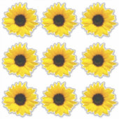 9 Gele Zonnebloem Bloem Kiss-Cut Stickers (Voorkant)