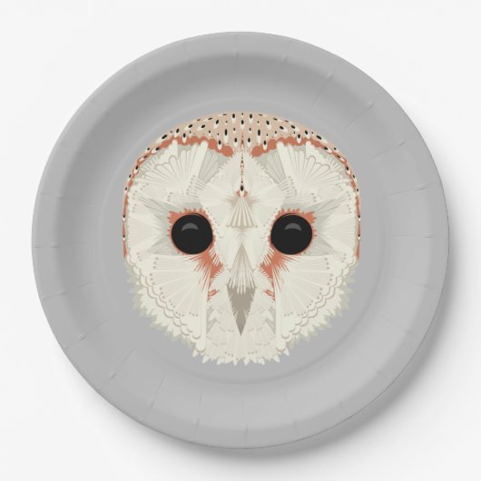 9-inch Barn Owl-Borden Papieren Bordje (Voorkant)