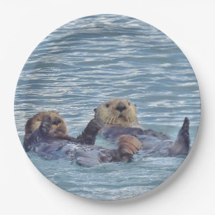9-inch Bord papier met otters