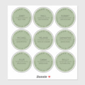 9 Individuele naam Bedankt Bridal Party Sage Sticker (Vel)