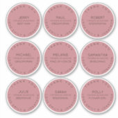 9 Individuele Naam Bedankt Bruidsfeest Roze Roos Sticker (Voorkant)