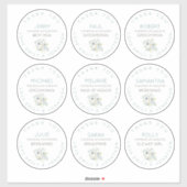 9 Individuele naam Dank u bruids Floral Large Sticker (Vel)