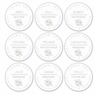 9 Individuele naam Dank u bruids Floral Large Sticker
