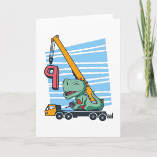 9 jaar 9e verjaardag Mobiele kraan Dinosaur Kaart
