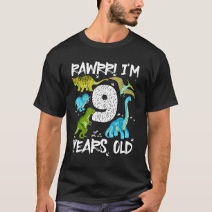 9 jaar BDay 9 jaar oud 9 jaar oud verjaardag dinos T-shirt
