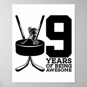 9 jaar geweldig zijn IJshockey 9e verjaardag Poster