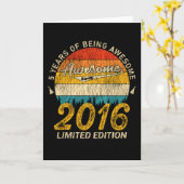 9 Jaar Oud 2016 Retro Geweldige 9e Verjaardag Gift Kaart (Gele Bloem)