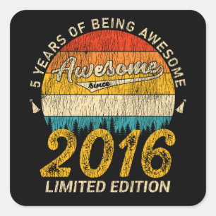 9 Jaar Oud 2016 Retro Geweldige 9e Verjaardag Gift Vierkante Sticker