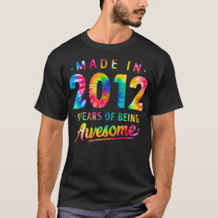 9 Jaar Oud 9e Verjaardag Gemaakt 2012 Tie Dye Mann T-shirt