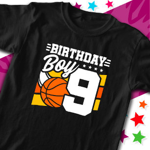 9 Jaar Oud Basketbal Party Thema 9e Verjaardag Jon T-shirt
