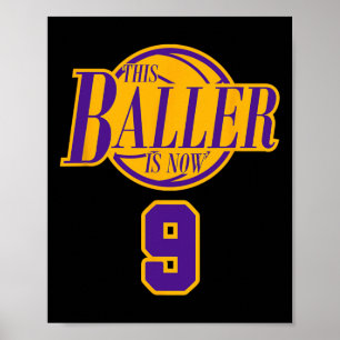 9 jaar oud Basketball Baller Paars en Poster