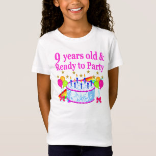 9 JAAR OUD EN KLAAR OM TE FEESTEN VERJAARDAG TAART T-SHIRT