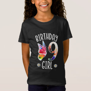 9 jaar oud meisje Butterflies 9e verjaardag meisje T-shirt