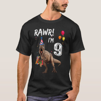9 Jaar Oud Rex Dinosaur 9e Verjaardag Jongen T-shirt