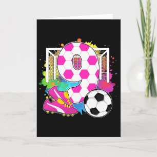 9 Jaar Oud Verjaardagsmeisje 9e Verjaardag Voetbal Kaart