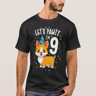 9 jaar oude Corgi Dog 9th Birthday Party Outfit K T-shirt
