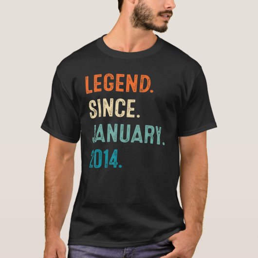 9 jaar oude Gift Legend sinds januari 2014 9th Bir T-shirt (Voorkant)