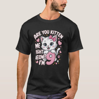 9 Jaar Oude Meisje Verjaardag Kat Kitten 9e Verjaa T-shirt
