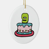 9 jaar oude verjaardagsCake Keramisch Ornament (Rechts)