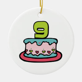 9 jaar oude verjaardagsCake Keramisch Ornament
