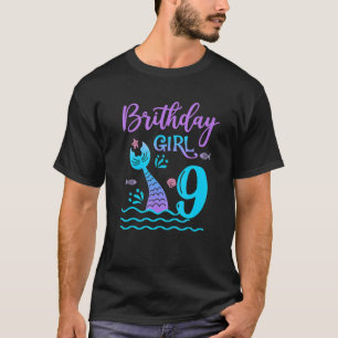 9 jaar oude zeemeermin op 9e verjaardag meisje doc t-shirt