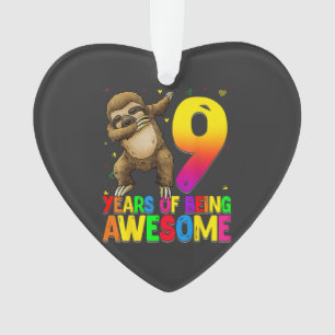 9 Jaar Verjaardag Luiaard Dabbing 9e Verjaardag Sl Ornament