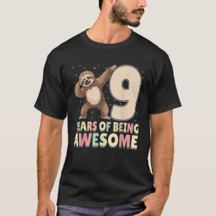 9 Jaar Wezenlijk Awesome Dabbing Luiaard 9de Verja T-shirt