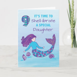 9-jarige dochter Sparkly look Mermaid Kaart