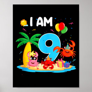 9-jarige krabbenliefhebber 9de krab thema strand z poster