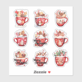 9 kerstbekers op maat gesneden vinyl sticker